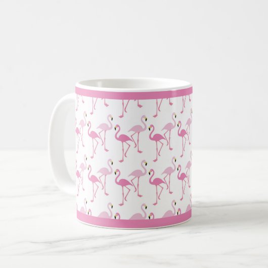 Tropisches, rosa Flamingos-Muster Kaffeetasse (Vorderseite Links)
