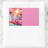 Tropisches Rosa Flamingos Palmen Organisation Rechteckiger Aufkleber (Tasche)
