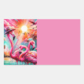 Tropisches Rosa Flamingos Palmen Organisation Rechteckiger Aufkleber (Vorderseite)