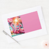 Tropisches Rosa Flamingos Palmen Organisation Rechteckiger Aufkleber (Umschlag)