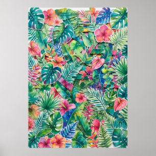 Tropisches rosa florales Dschungelplakat Poster