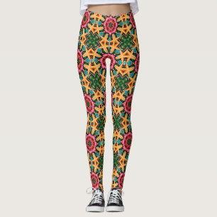 Tropisches rosa florales geometrisches Muster Leggings