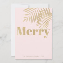 Tropisches Rosa & Gold Frohe Weihnachtskarte