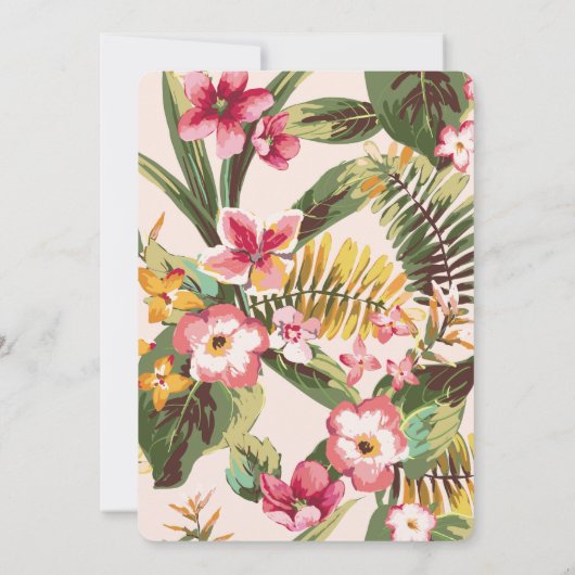 Tropisches Rosa Gold und grünes Brautparty Einladung (Rückseite)