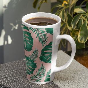 Tropisches Rosa & Grün Palmwedel Nahtloses Muster Milchtasse