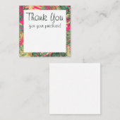 Tropisches Rosa, Grün und Gold Vielen Dank Begleitkarte (Vorne/Hinten)