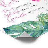 Tropisches Rosa Hibiskus Blume Mimosa Bar Watercol Poster (Ecke)