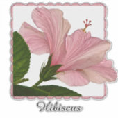 Tropisches Rosa Hibiskus Blumenfotografie | Name Aufkleber (Vorderseite)