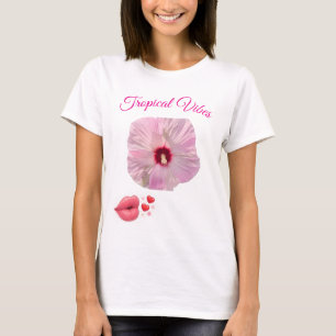 Tropisches rosa Hibiskus-T-Shirt T-Shirt