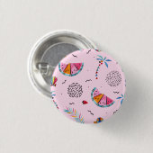 Tropisches rosa Memphis-Art-Muster Button (Vorne & Hinten)