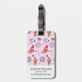 Tropisches rosa Memphis-Art-Muster Gepäckanhänger (Rückseite vertikal)