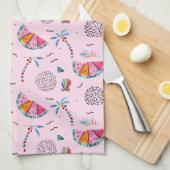 Tropisches rosa Memphis-Art-Muster Küchentuch (Viertel Falte)