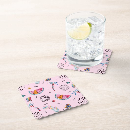 Tropisches rosa Memphis-Art-Muster Untersetzer (Vor Ort)