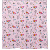 Tropisches rosa Memphis-Stilmuster Duschvorhang (Vorderseite)