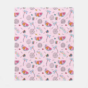 Tropisches rosa Memphis-Stilmuster Fleecedecke