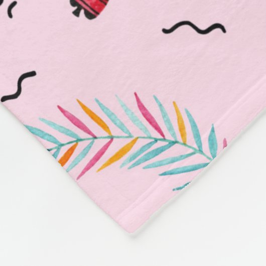 Tropisches rosa Memphis-Stilmuster Fleecedecke (Ecke)