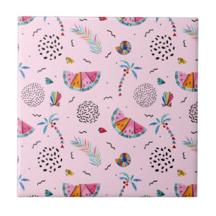 Tropisches rosa Memphis-Stilmuster Fliese
