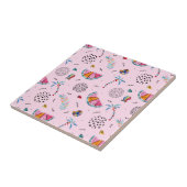Tropisches rosa Memphis-Stilmuster Fliese (Seite)