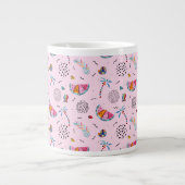 Tropisches rosa Memphis-Stilmuster Jumbo-Tasse (Vorderseite)