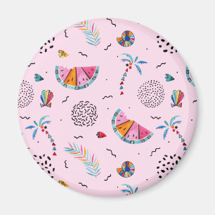 Tropisches rosa Memphis-Stilmuster Magnet