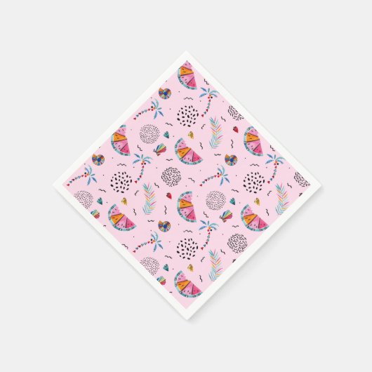 Tropisches rosa Memphis Stilmuster Serviette (Ecke)