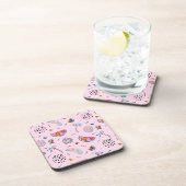 Tropisches rosa Memphis-Stilmuster Untersetzer (Rechte Seite)