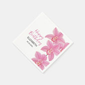 Tropisches Rosa Orchid Blume Happy Birthday Serviette (Ecke)