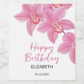 Tropisches Rosa Orchid Blume Happy Birthday Weinetikett (Einzelnes Label)