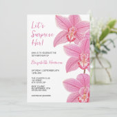 Tropisches Rosa Orchid Botanische Überraschung Geb Einladung (Stehend Vorderseite)