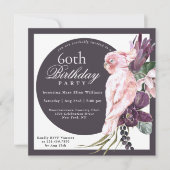 Tropisches Rosa Papagei Floral 60. Geburtstag Einladung (Vorderseite)