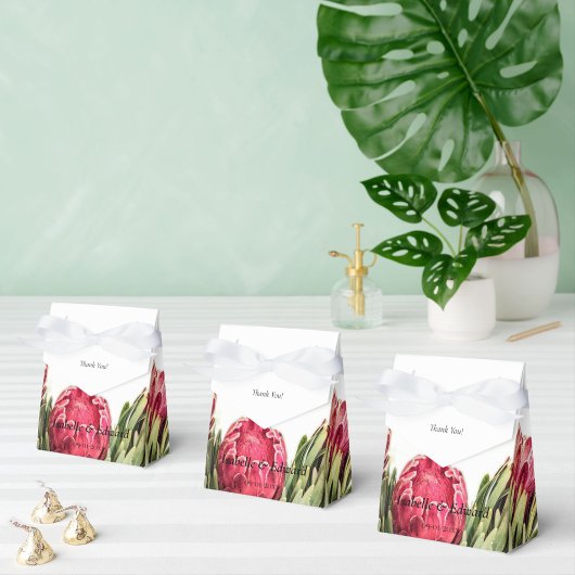 Tropisches Rosa Proteas Grüne Hochzeit Geschenkschachtel