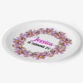 Tropisches Rosa und Blau 21. Geburtstag Party Pappteller (Schrägansicht)