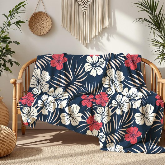 Tropisches Rosa und blutige Navy Fleecedecke