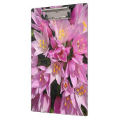 Tropisches Rosa und gelbe Blumen Klemmbrett (Links)