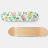 Tropisches Rosa und gelbe Blumen Skateboard (Horizontal)