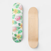 Tropisches Rosa und gelbe Blumen Skateboard (Vorderseite)