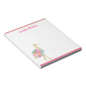 Tropisches Rosa und goldenes Flamingos mit Blume Notizblock (angewinkelt)