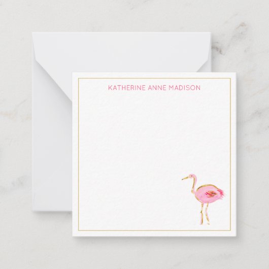 Tropisches Rosa und goldenes Flamingos Mitteilungskarte (Vorderseite)