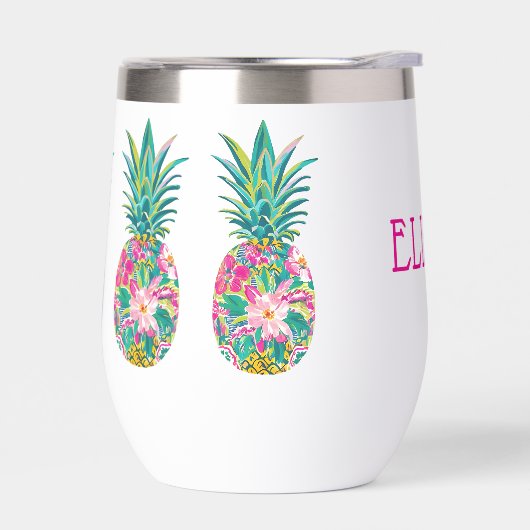 Tropisches Rosa und grüne Ananas (Links)