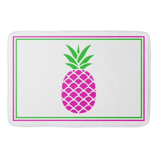 Tropisches Rosa und grüne Ananas Badematte (Vorderseite)