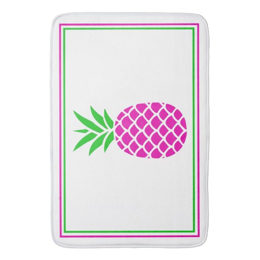Tropisches Rosa und grüne Ananas Badematte (Vorderseite Vertikal)
