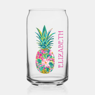Tropisches Rosa und grüne Ananas Dosenglas