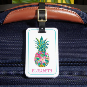 Tropisches Rosa und grüne Ananas Gepäckanhänger