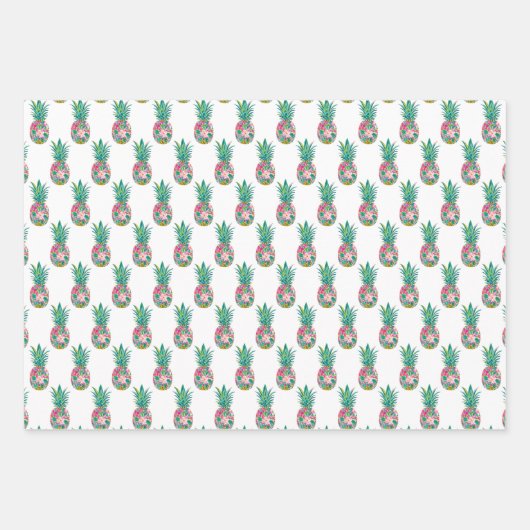 Tropisches Rosa und grüne Ananas Geschenkpapier Set (Vorderseite 3)