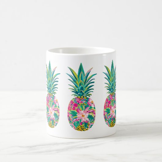 Tropisches Rosa und grüne Ananas Kaffeetasse (Mittel)