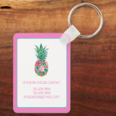 Tropisches Rosa und grüne Ananas Schlüsselanhänger (Rückseite)