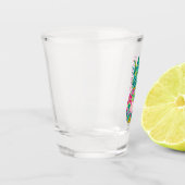 Tropisches Rosa und grüne Ananas Schnapsglas (Links)