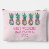 Tropisches Rosa und grüne Ananas Zubehörtasche (Rückseite)
