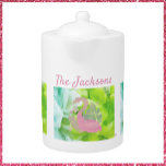 Tropisches Rosa und grüne Flamingo und Palmen<br><div class="desc">Schöne Florida Farben auf abstraktem Hintergrund mit Flamingo und Palmen. Blau,  Grün und lachsfarbene Farben. Fügen Sie Ihren Namen zu personalisieren.</div>