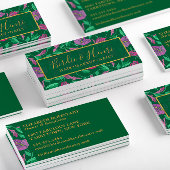 Tropisches Rosa und grünes Blumenmuster Visitenkarte